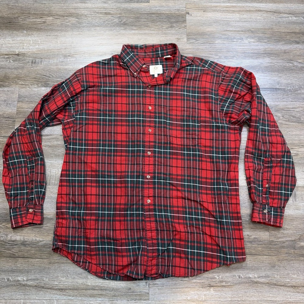 VTG Viyella Cotton-Wool Blend Sport Flannel Shirt Mens XL Red Green Tartan USA